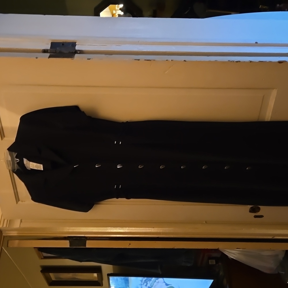 Black dress with silver buttons